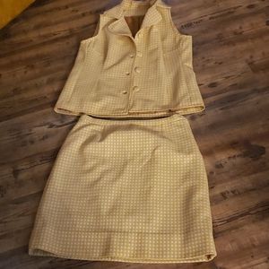 Yellow and white checkered skirt and jacket